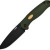 CJRB Aes Linerlock Folding Knife Green Micarta AR-RPM9