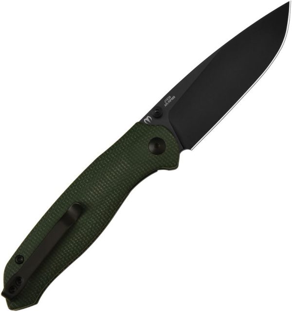 CJRB Aes Linerlock Folding Knife Green Micarta AR-RPM9