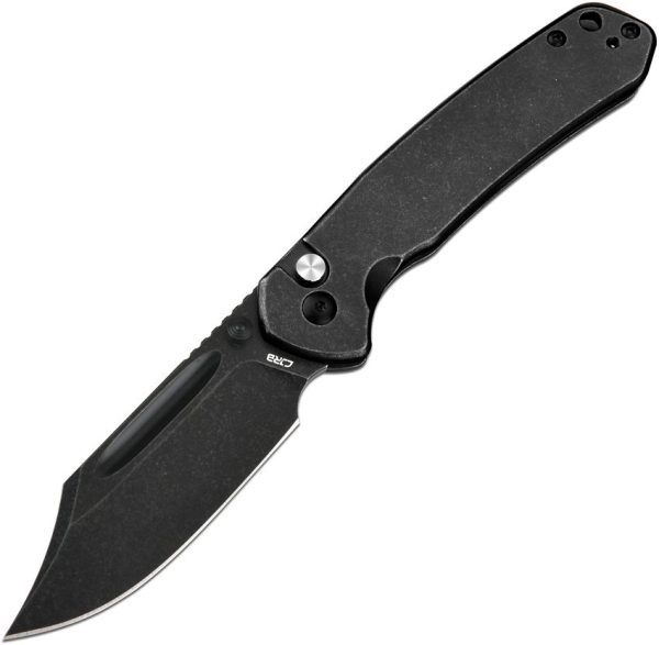 CJRB Bowie Pyrite Button Lock Folding Knife AR-RPM9 Black