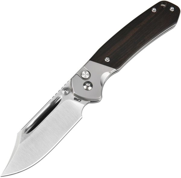 CJRB Bowie Pyrite Button Lock Folding Knife Ebony AR-RPM9