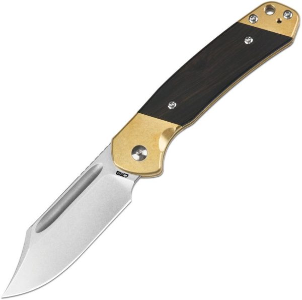 CJRB Bowie Pyrite Slip Joint Folding Knife AR-RPM9 Brass