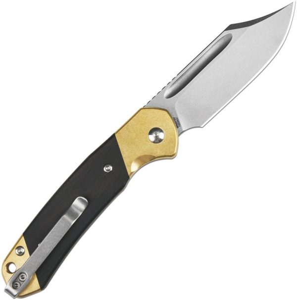 CJRB Bowie Pyrite Slip Joint Folding Knife AR-RPM9 Brass