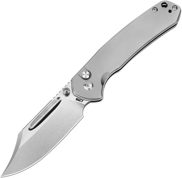 CJRB Bowie Pyrite Button Lock Titanium Folding Knife AR-RPM9