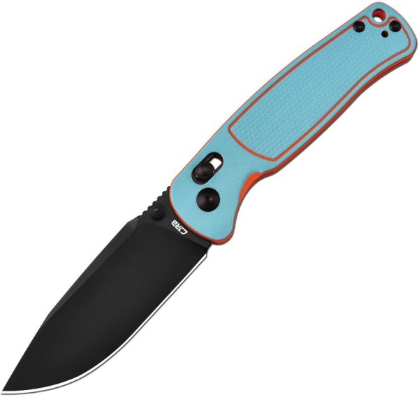 CJRB Shale Crossbar Lock Folding Knife Blue Orange G10