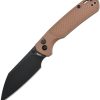CJRB Pyrite Light Button Lock Folding Knife Brown FRN AR-SFII
