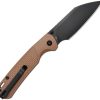 CJRB Pyrite Light Button Lock Folding Knife Brown FRN AR-SFII