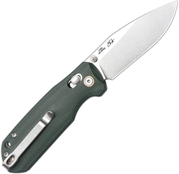 CJRB Maximal Folding Knife Green Micarta 3" Stonewash Blade
