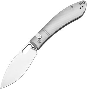 CJRB Sasaya Button Lock Ti Folding Knife S35VN Gray Titanium