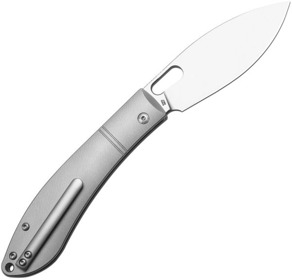 CJRB Sasaya Button Lock Ti Folding Knife S35VN Gray Titanium