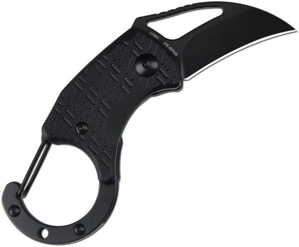 CJRB Anansi Linerlock Black Hawkbill Folding Knife AR-RPM9