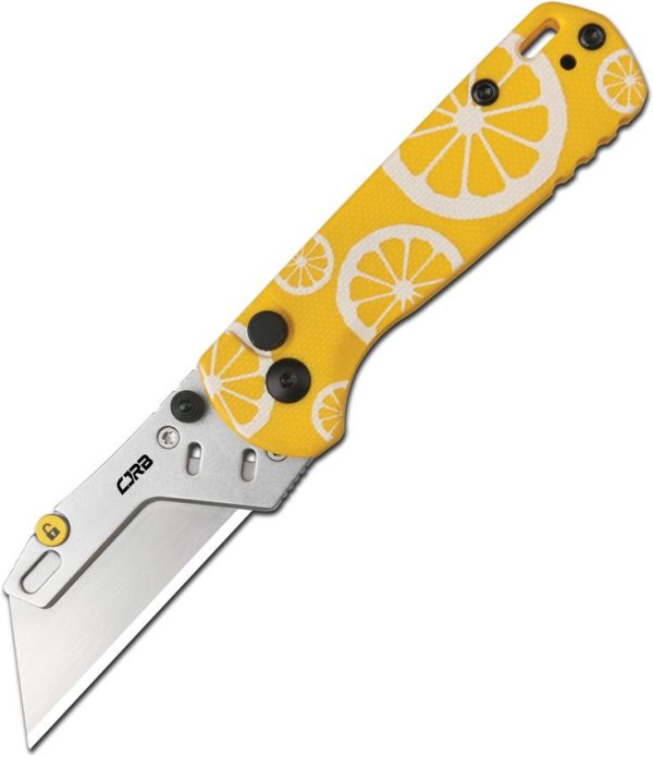 CJRB Boxer Button Lock Folding Knife Yellow G10 2Cr13 Blade