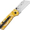 CJRB Boxer Button Lock Folding Knife Yellow G10 2Cr13 Blade