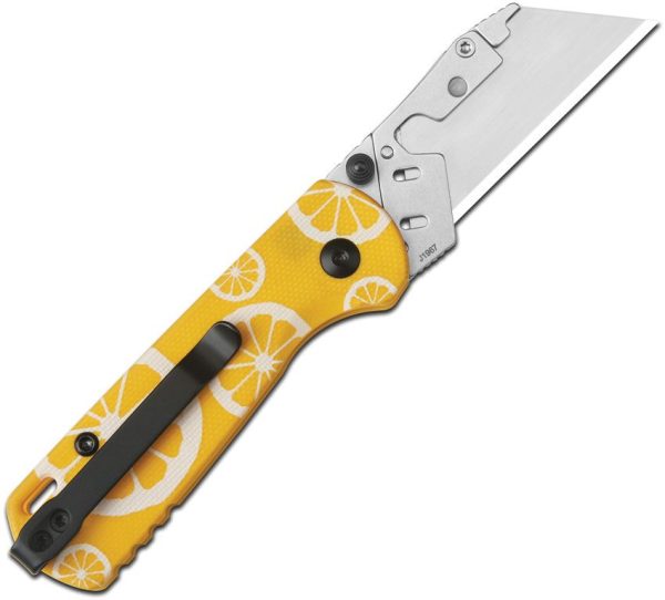 CJRB Boxer Button Lock Folding Knife Yellow G10 2Cr13 Blade