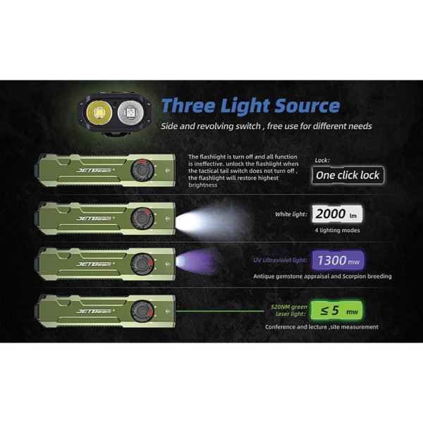 JETBeam E26 3-in-1 Tactical Flashlight Green