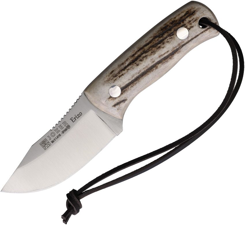 Joker Erizo Fixed Blade Knife 3" Stag Handle w/ Sheath