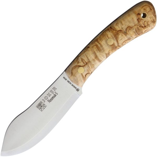 Joker Nessmuk S Fixed Blade 14C28N Stainless Curly Birch