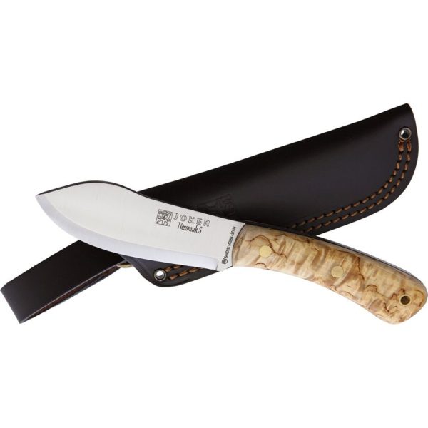 Joker Nessmuk S Fixed Blade 14C28N Stainless Curly Birch