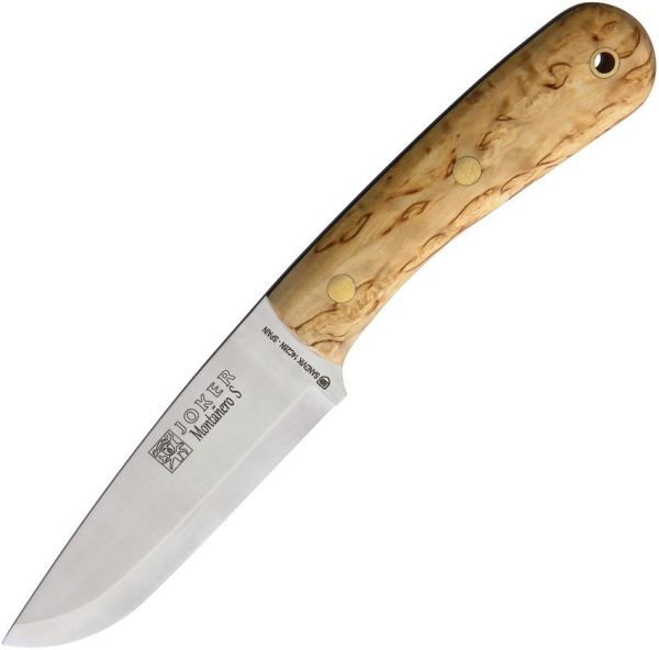 Joker Montanero Fixed Blade 14C28N Curly Birch Spanish Knife