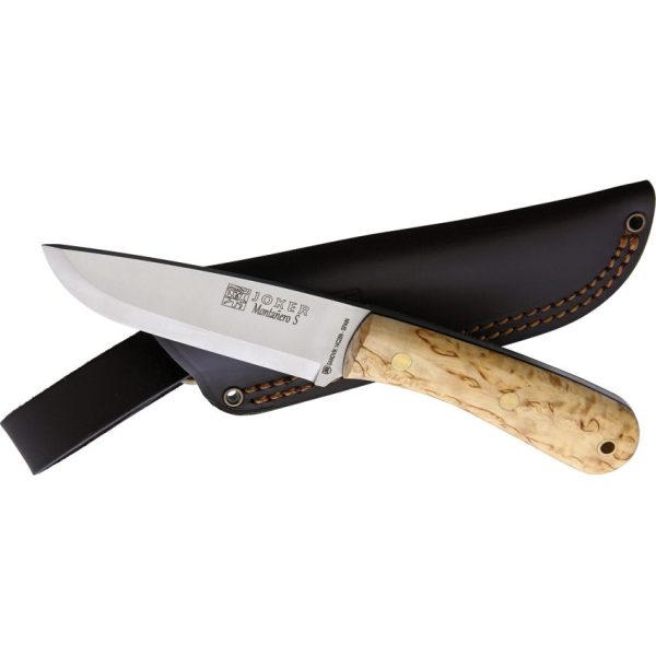 Joker Montanero Fixed Blade 14C28N Curly Birch Spanish Knife