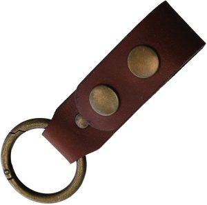Joker Dangler Cognac Leather Keychain - Brass Ring