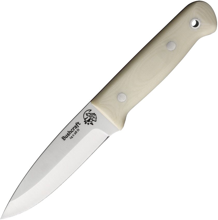 J&V Adventure Knives Bushcraft Fixed Blade 4.38" 12C27 Sandvik White Micarta
