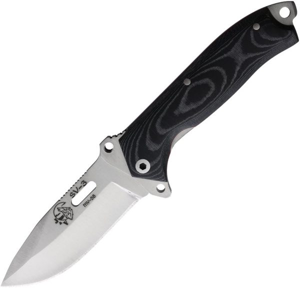 J&V Adventure SV3 Linerlock Folding Knife 3.38" MV-58 Blade Black Micarta