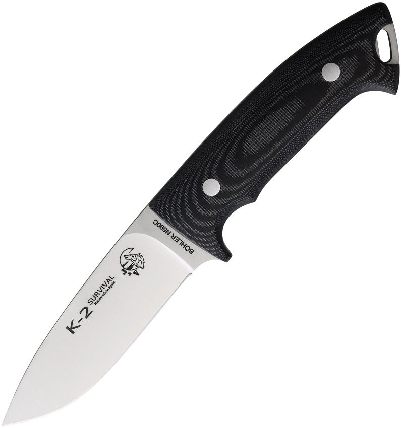 J&V Adventure Knives K-2 Bushcraft Fixed Blade 4.5" Bohler N690 w/ Sheath