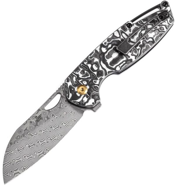 Kansept Model 6 Linerlock Left Damascus Wharncliffe