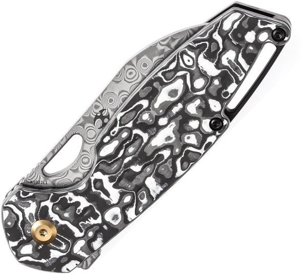 Kansept Model 6 Linerlock Left Damascus Wharncliffe