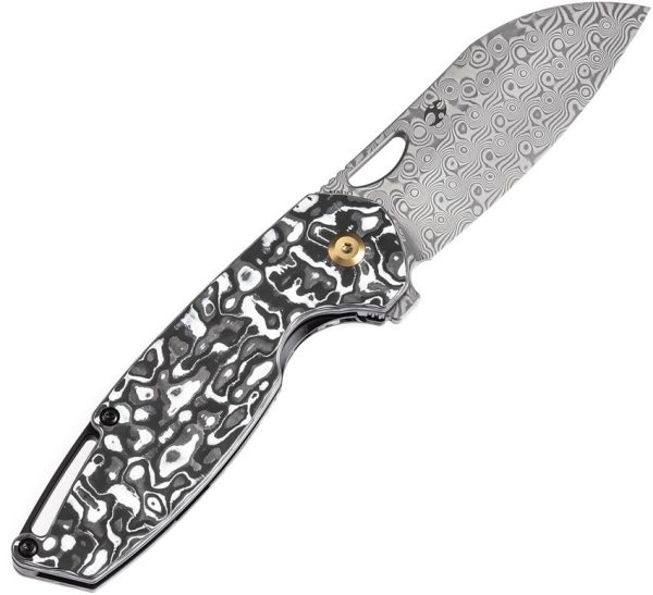 Kansept Model 6 Linerlock Left Damascus Wharncliffe