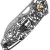Kansept Model 6 Linerlock Left Damascus Wharncliffe