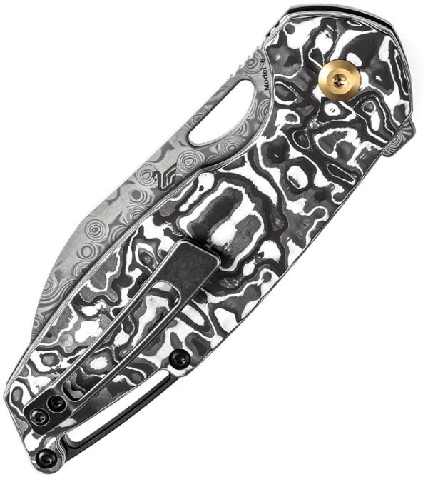 Kansept Model 6 Linerlock Left Damascus Wharncliffe