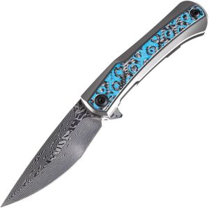 Kansept Kratos Framelock Damascus Blue Rose