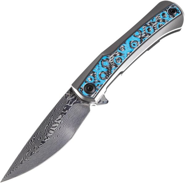 Kansept Kratos Framelock Damascus Blue Rose