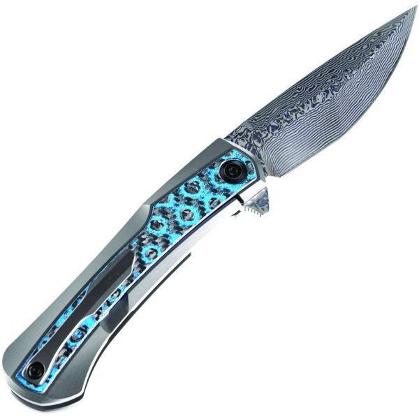 Kansept Kratos Framelock Damascus Blue Rose