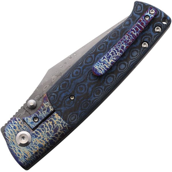 Kansept Shikari Framelock Damascus Carbon Fiber