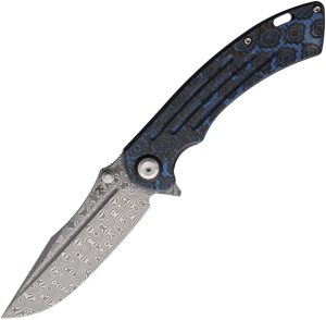 Kansept Pretatout Framelock Damascus Carbon Fiber