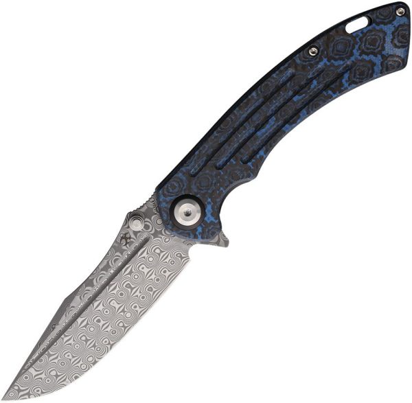Kansept Pretatout Framelock Damascus Carbon Fiber