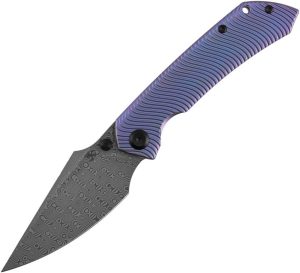 Kansept Fenrir Framelock Damascus Purple Anodized