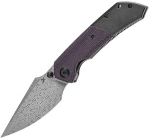 Kansept Fenrir Linerlock Damascus Purple Micarta