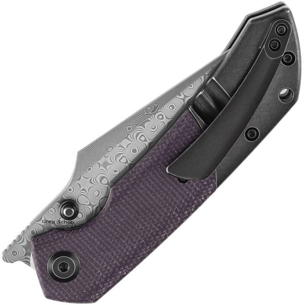 Kansept Fenrir Linerlock Damascus Purple Micarta