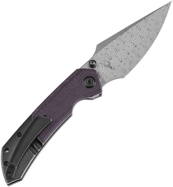 Kansept Fenrir Linerlock Damascus Purple Micarta