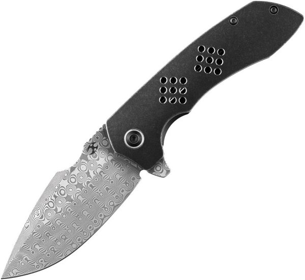 Kansept Entity Framelock Damascus Black Titanium
