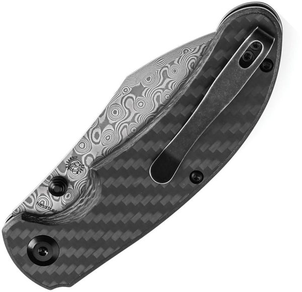 Kansept Nesstreet Button Lock Damascus Carbon Fiber