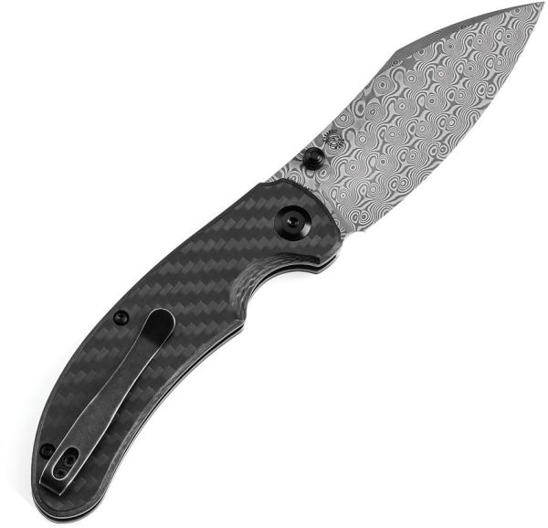 Kansept Nesstreet Button Lock Damascus Carbon Fiber