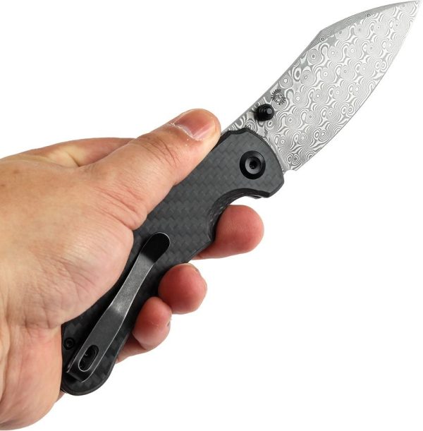 Kansept Nesstreet Button Lock Damascus Carbon Fiber