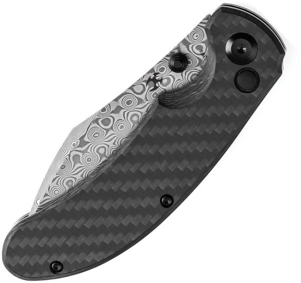 Kansept Nesstreet Button Lock Damascus Carbon Fiber