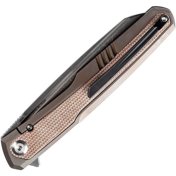 Kansept Arcus Damascus Framelock Gray Titanium