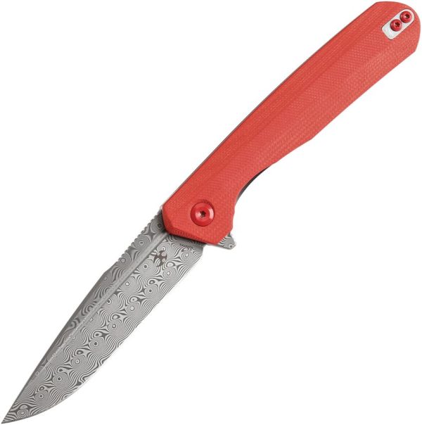 Kansept Qilin Linerlock Damascus Red G10