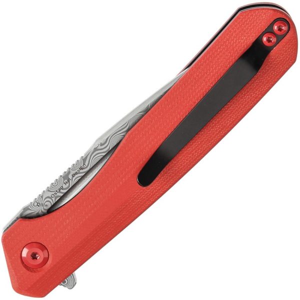 Kansept Qilin Linerlock Damascus Red G10